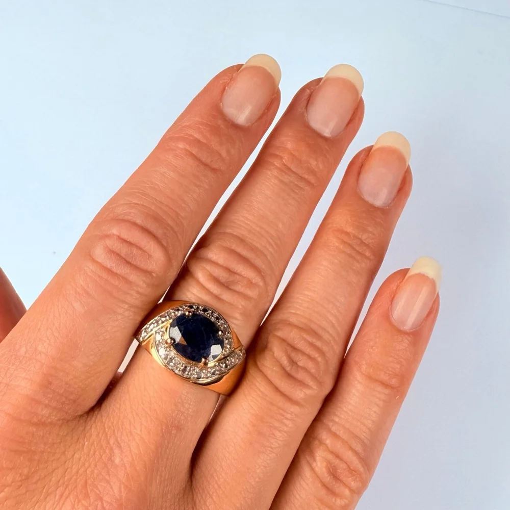 Ross Simons 3 CT Natural Blue Sapphire Vermeil Sterling Silver 925 Vintage Ring - Picture 9 of 11